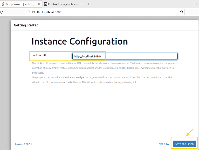 Configuring admin user information.