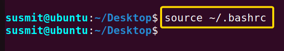 Communicating the change of .bashrc with user.
