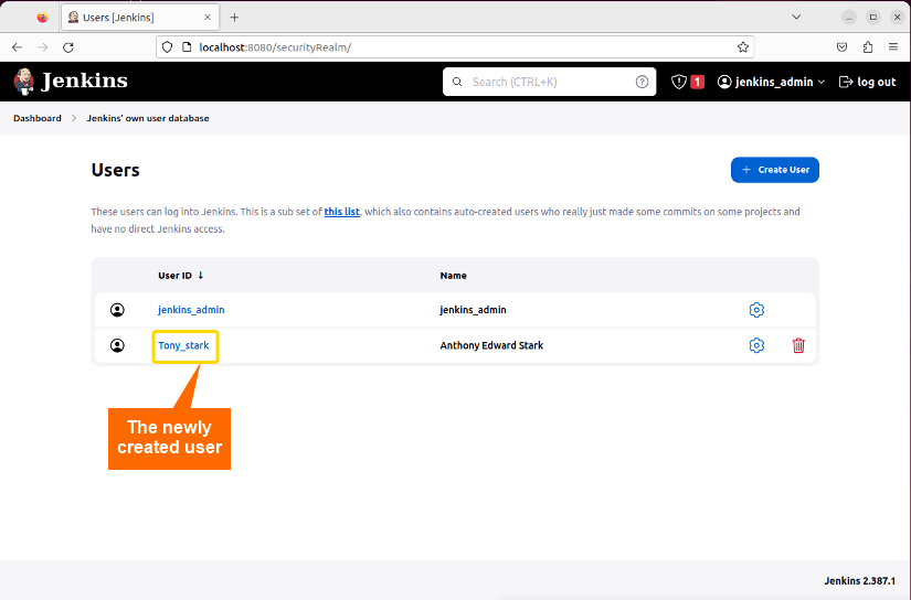 Viewing user list.