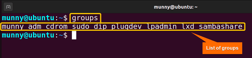 Group lists of currently logged-in user