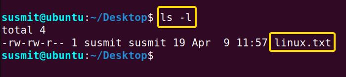 Initial existence of linux.txt file.