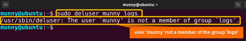 user is not a member of the group.