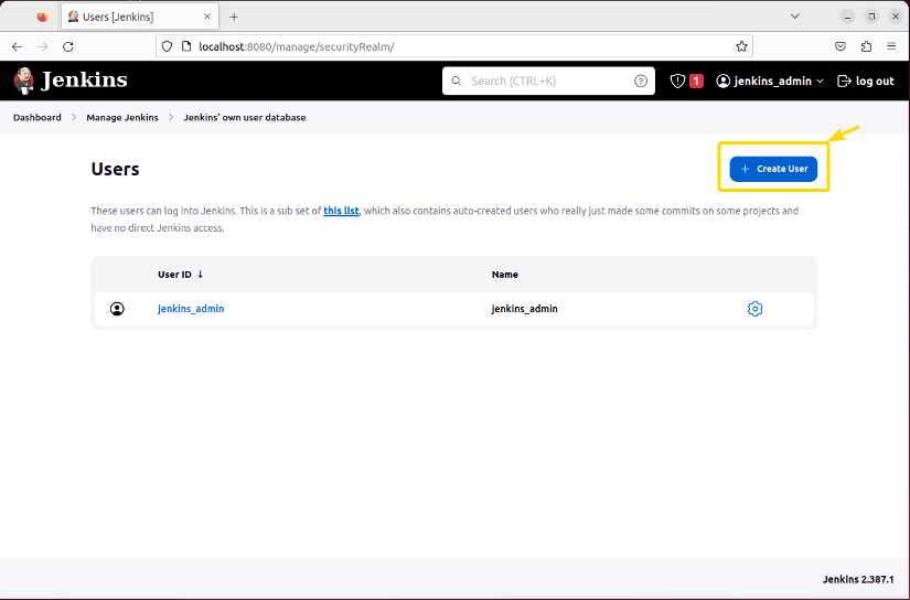 Creating new Jenkins user from GUI.