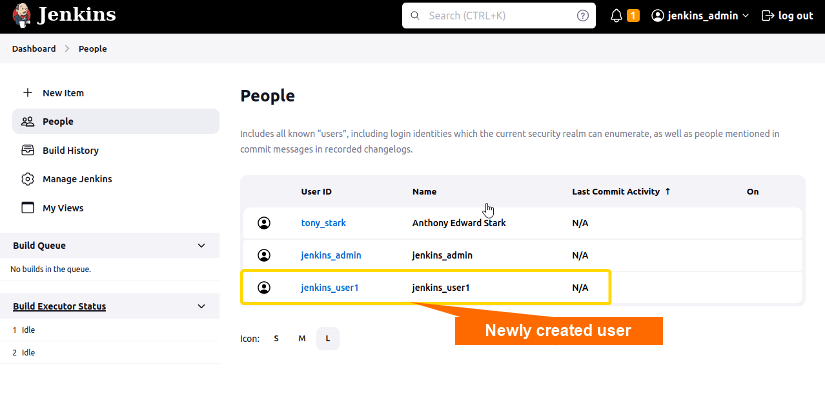 View Jenkins user created from CLI.