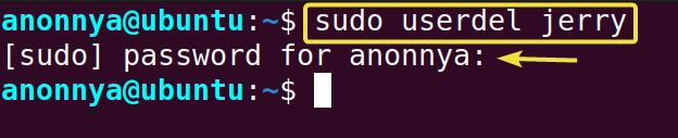 Delete user in Ubuntu from CLI