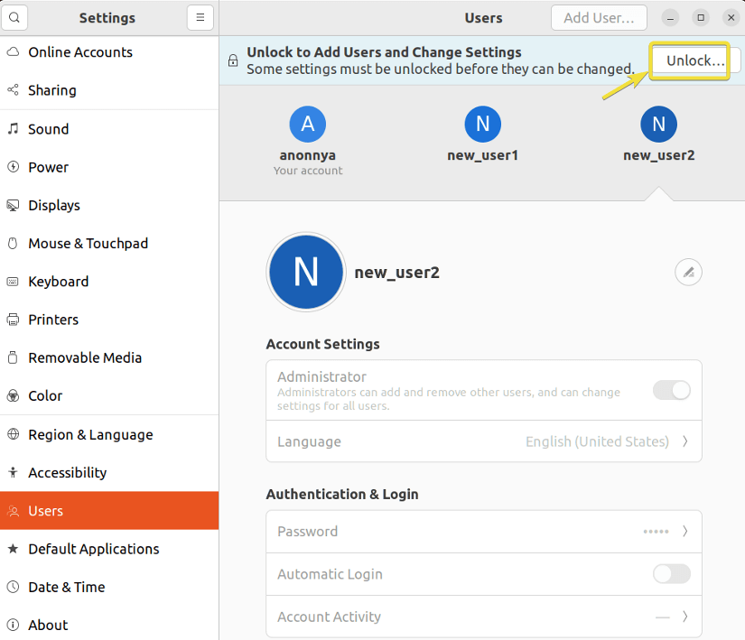Unlocking administrative privileges.