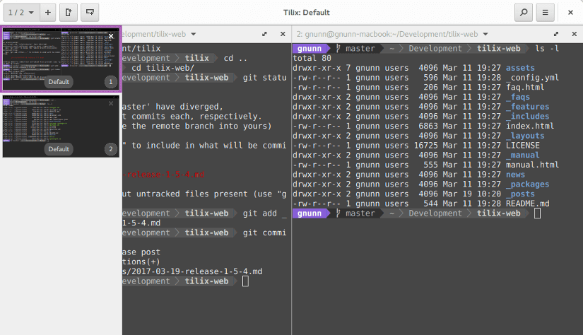 Tilix Linux app for developers.