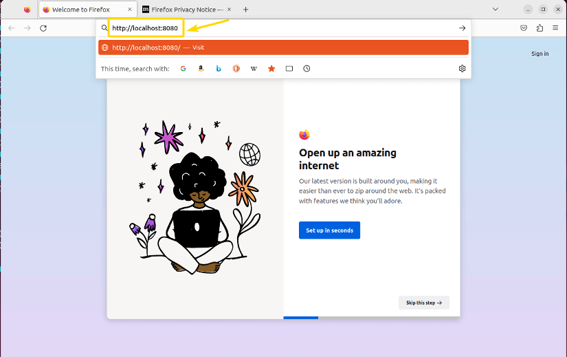 connecting to Jenkins server from web browser.