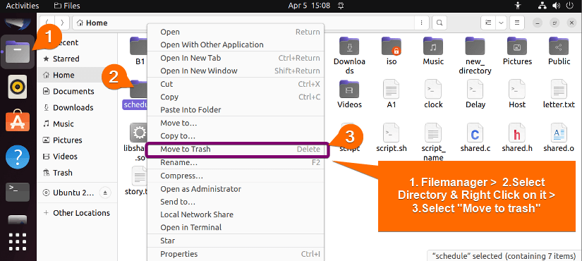remove non empty directory using GUI in linux