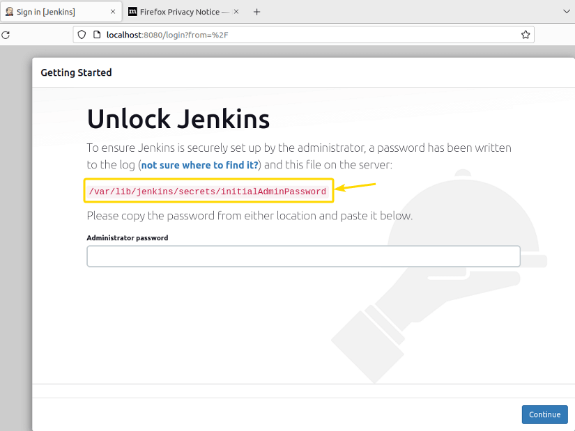 Getting initial password location.