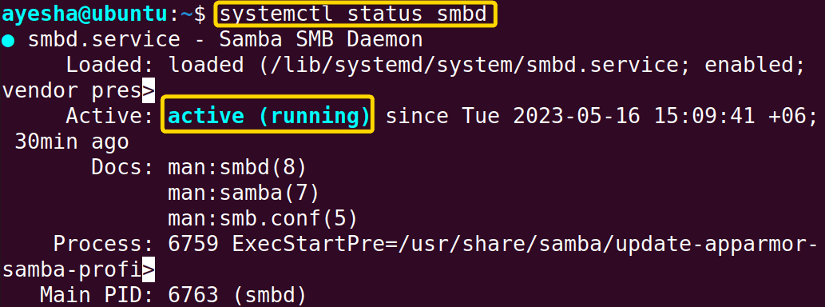 Check Samba status