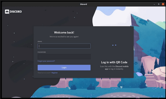Discord app in Ubuntu.