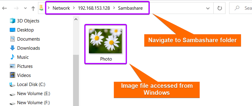 Samba file accessed from Windows