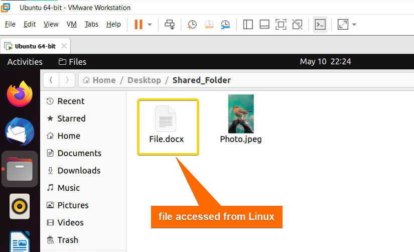 Word file shared in Linux.