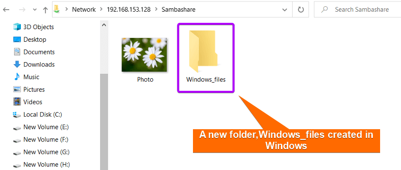 Folder created in Windows