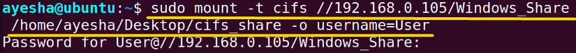 Mount shared folder in Ubuntu