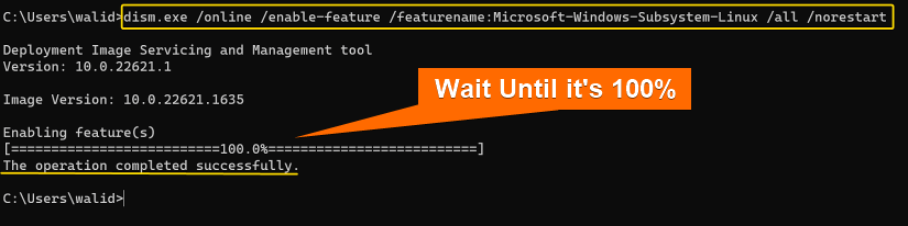 Enabling WSL feature for "wsl install ubuntu"