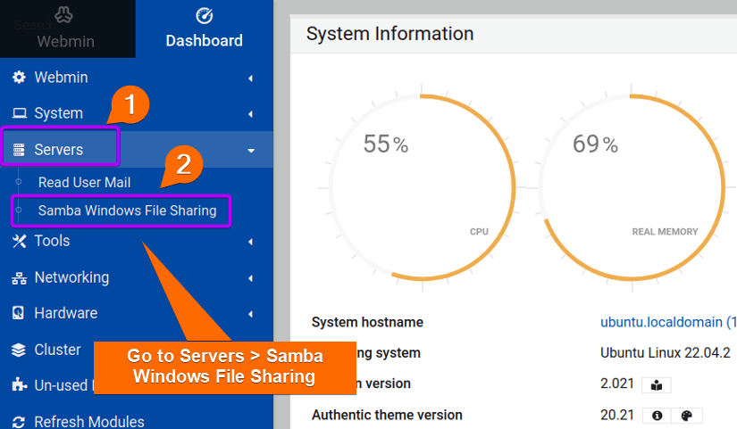Samba file sharing tab