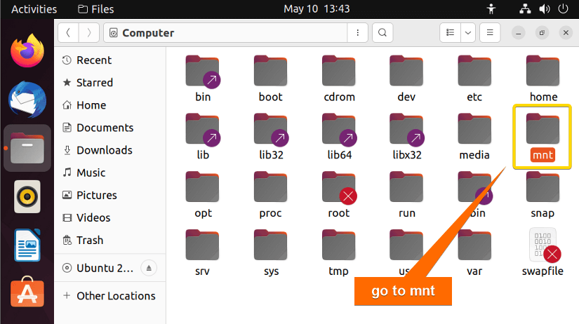 Navigate to mnt directory to avail shared folder.