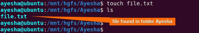 Create a file in Linux terminal to share with Windows.