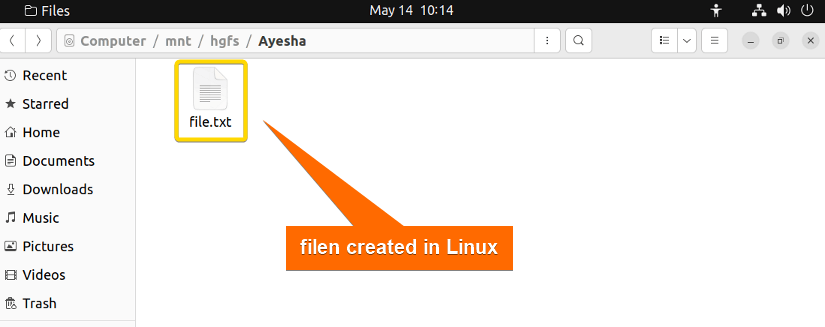 Vie the text file, to share, in Linux.