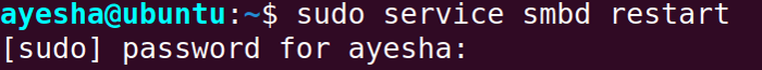 Restart Samba service in order to share files.