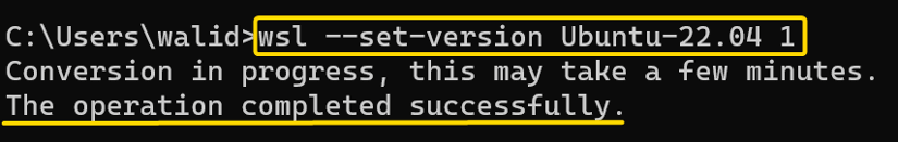 Setting WSL version