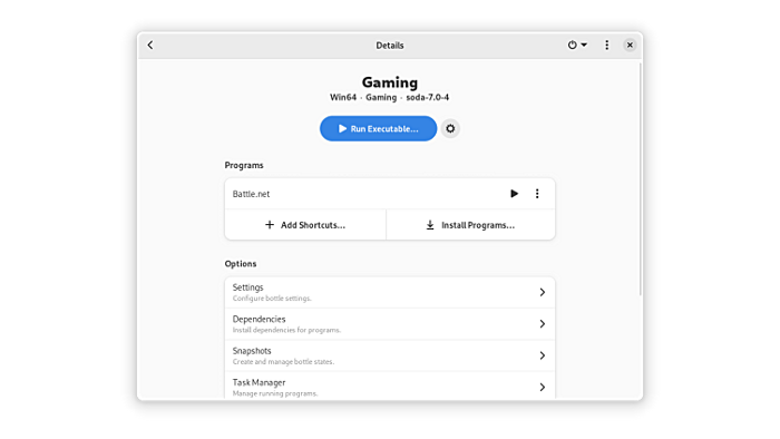 Bottles app for managing windows software in Linux