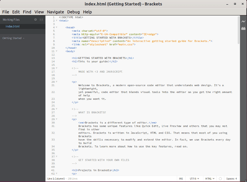 bracket html ide