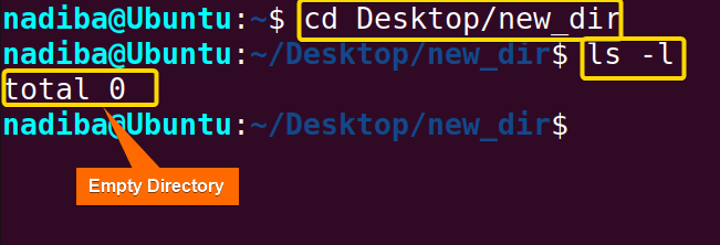 Navigating to 'new_dir' folder