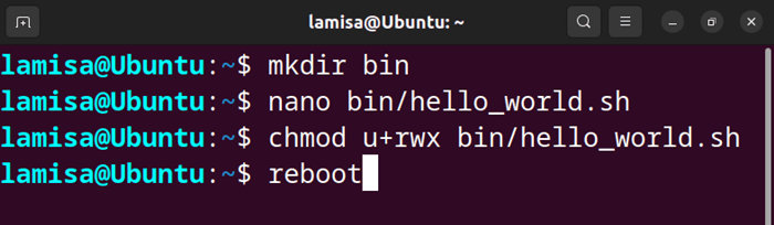 Restarting system with reboot command 