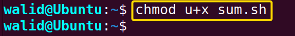 Giving executing permission to sum.sh file