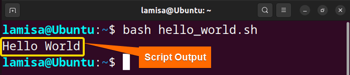 Executing the hello world script succesfully