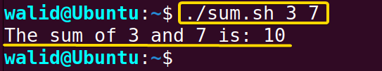 Running sum.sh file for "Bash Input Argument"