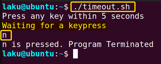 Pressing any key after first timeout