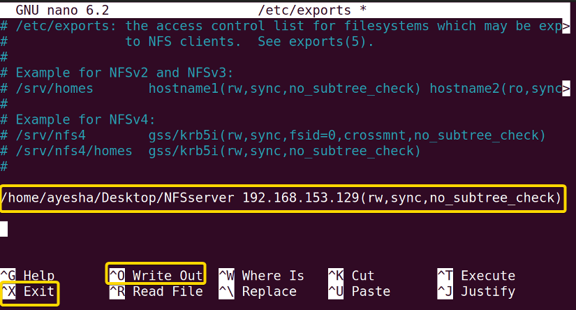 NFS Server configuration settings