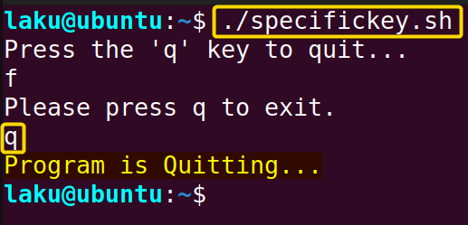 Pressing specific key to terminate the program