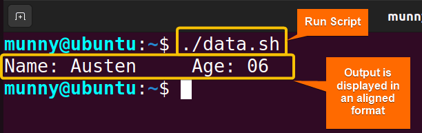 Print a formatted string in bash