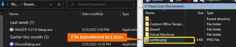 Dragging & transferring file to Linux 