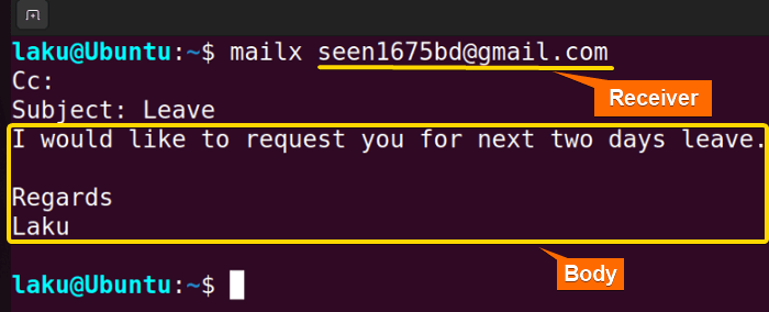 Mailing from terminal
