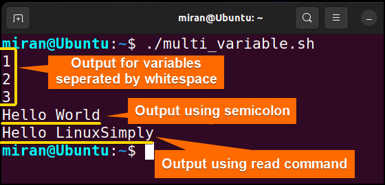 Multi-Variable Assignment in a Single Line of a Bash Script