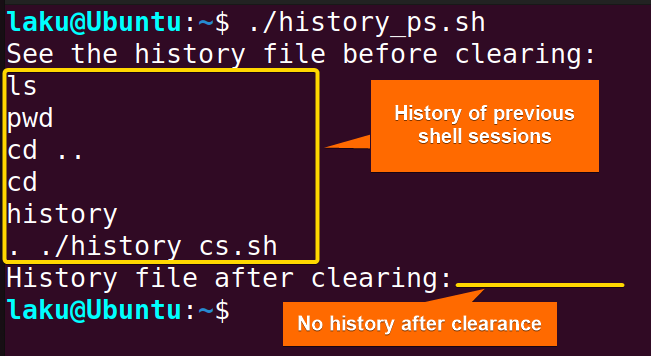 Clearing history from the history file