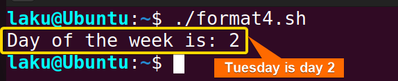 Printing day the week using date format