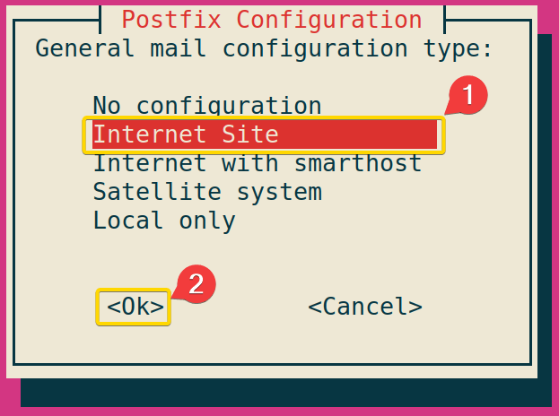 Select Internet Site and continue