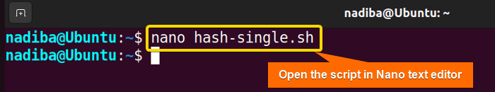 Opening a script in Nano text editor