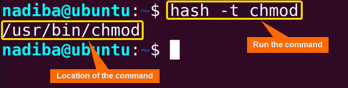 Showing the location of a command