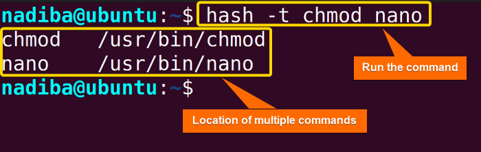Showing the location of multiple commands