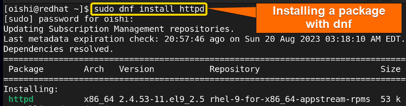 A package is Installed with dnf