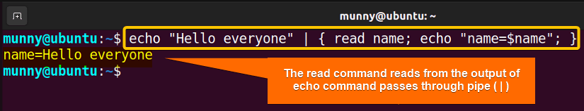 read from a piped output