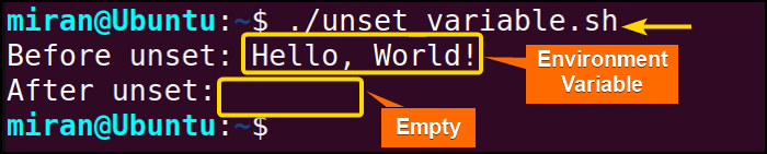 Unsetting of the Shell Variables